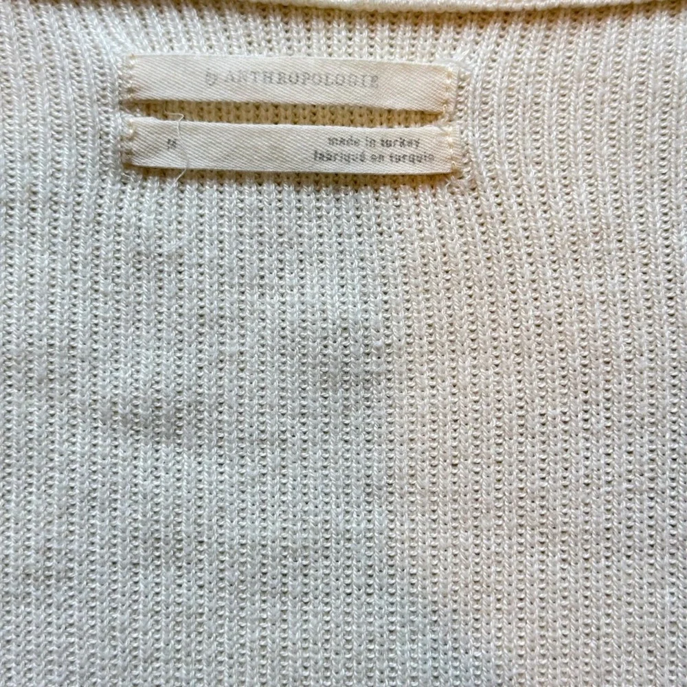 Anthropologie Sweater Sweetheart Lace Sleeve Romantic Coquette Ivory M